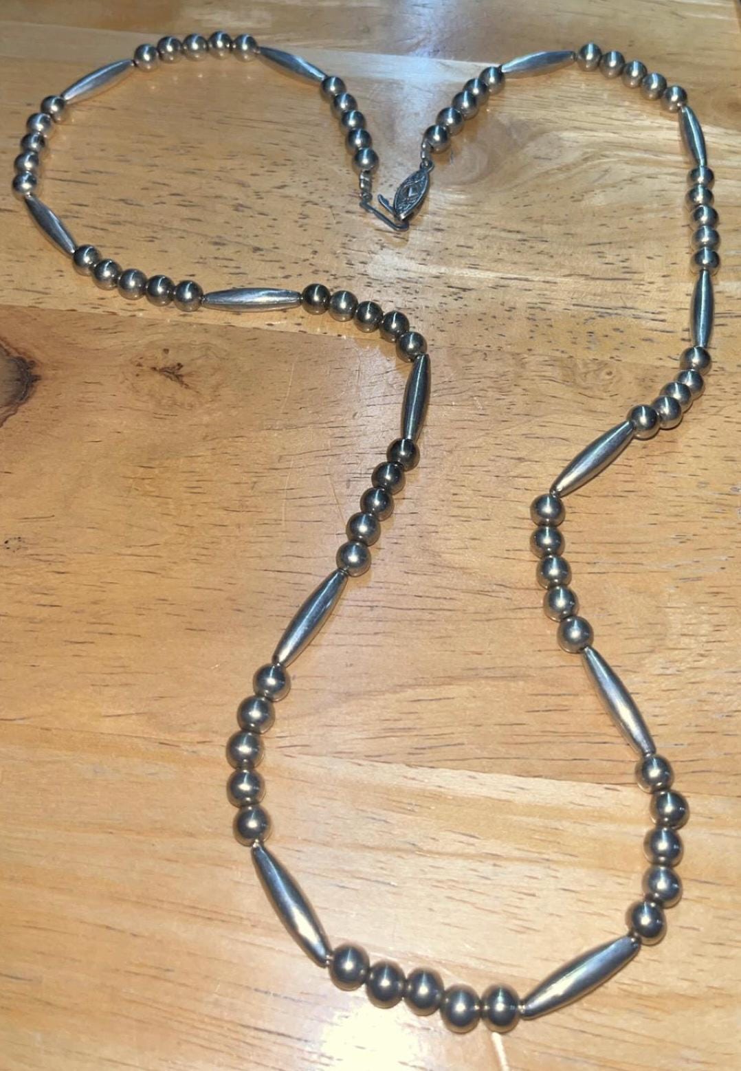 アクセサリー Vintage Navajo Chain Necklace Native American Navajo Vintage Jewelry Handmade Sterling Silver