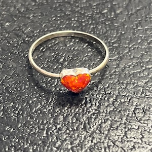 Navajo handgemachter Opal Herz Sterling Silber Cluster Ring Größe 8 zierlich