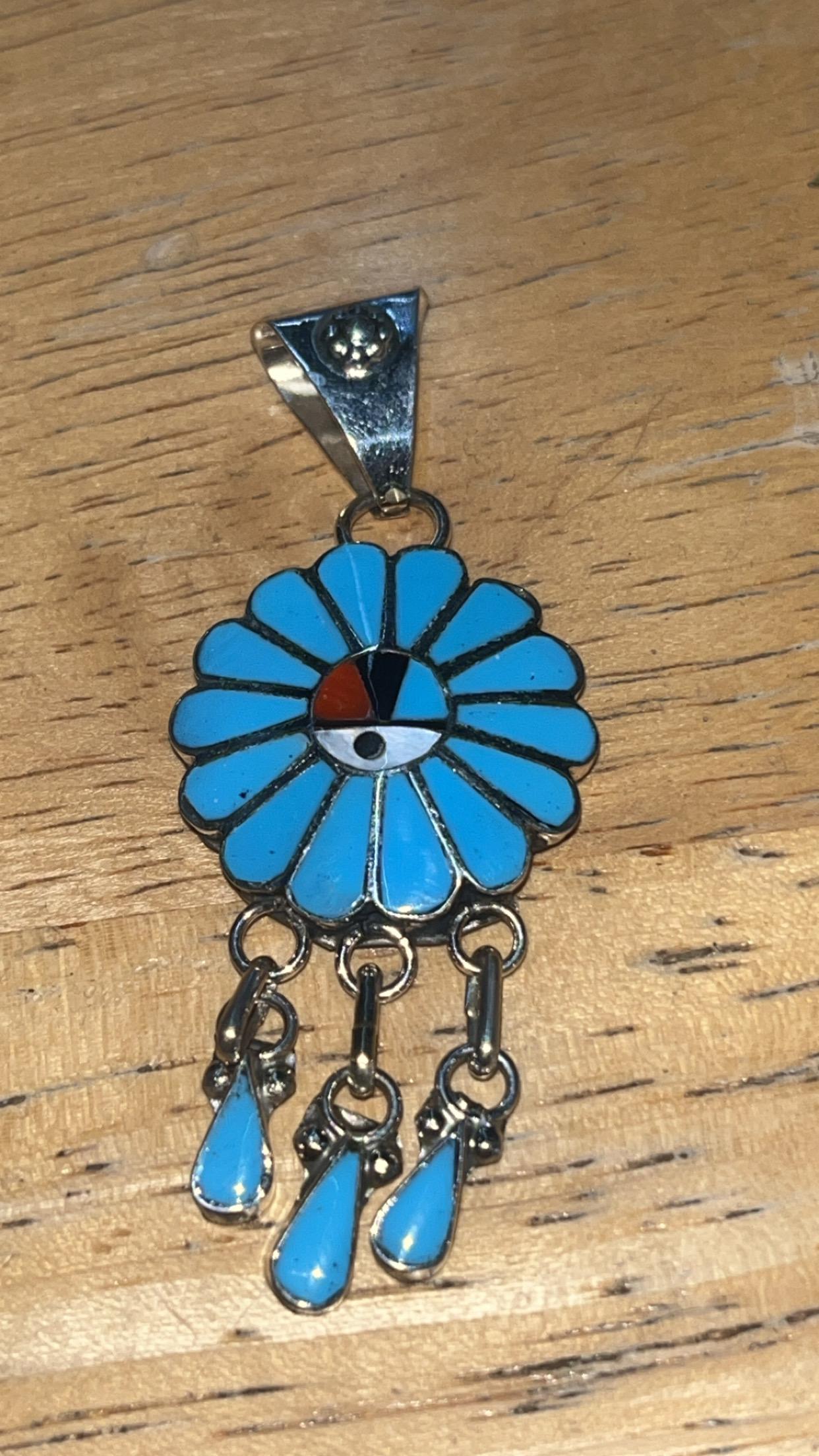 Native American Zuni Jewelry Handmade Sterling Silver Turquoise