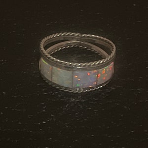 Navajo handmade sterling silver opal ring size 7.5