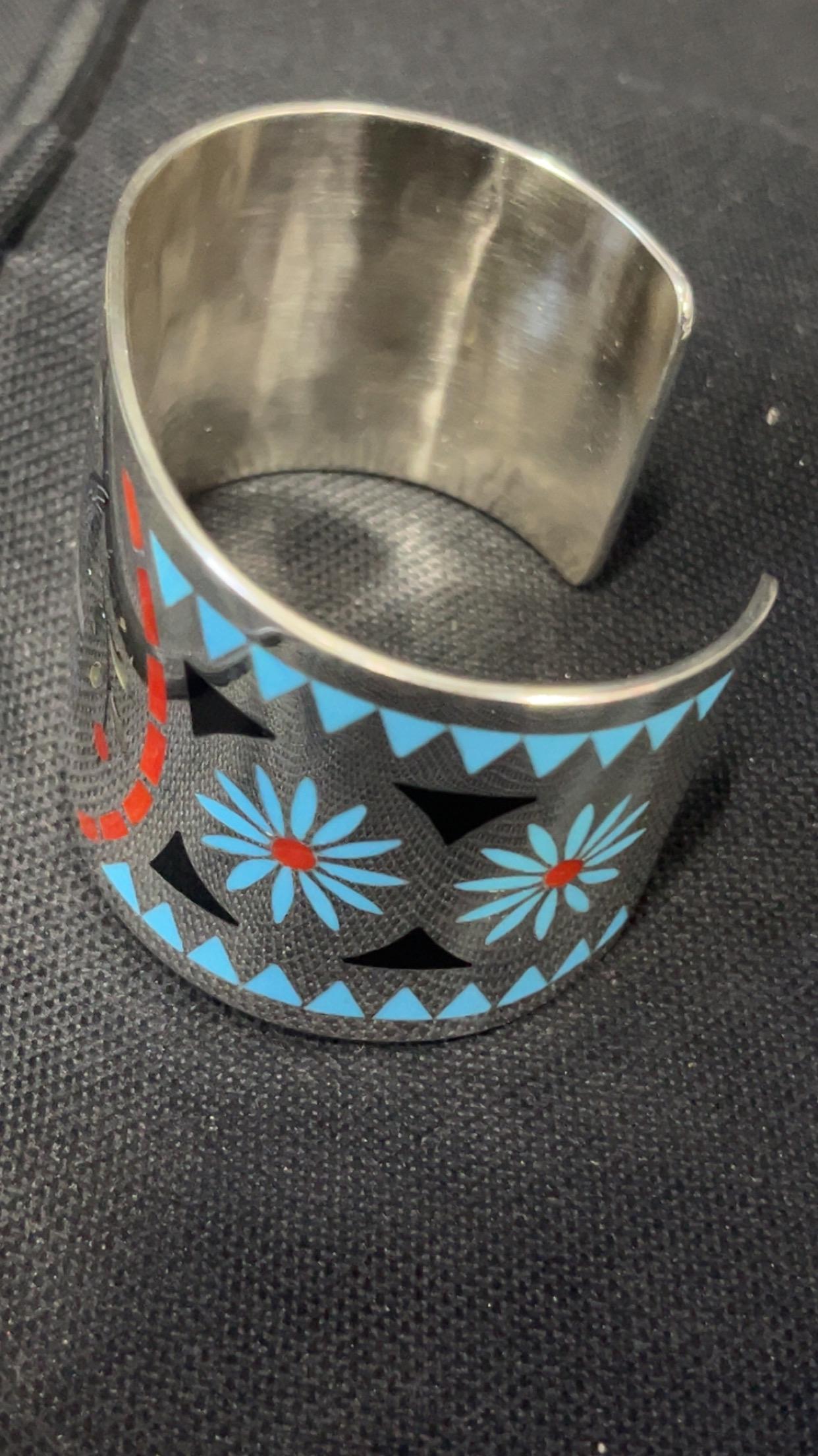 Native American Zuni Jewelry Handmade Inlay Traditional Turquoise