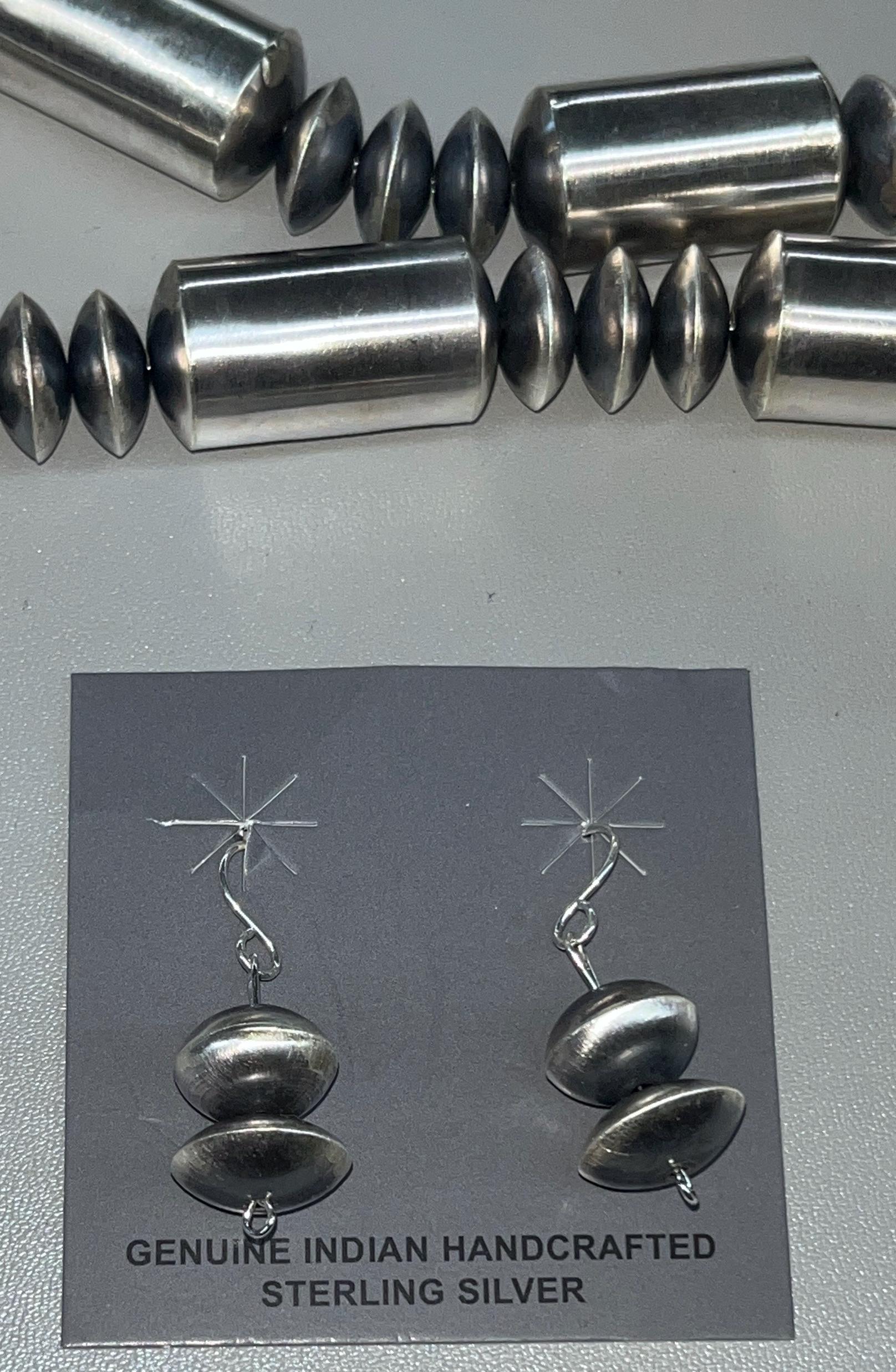 Native American Navajo Handmade Sterling Silver Hand Strung Navajo