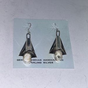 Navajo handmade sterling silver white buffalo blossom earrings