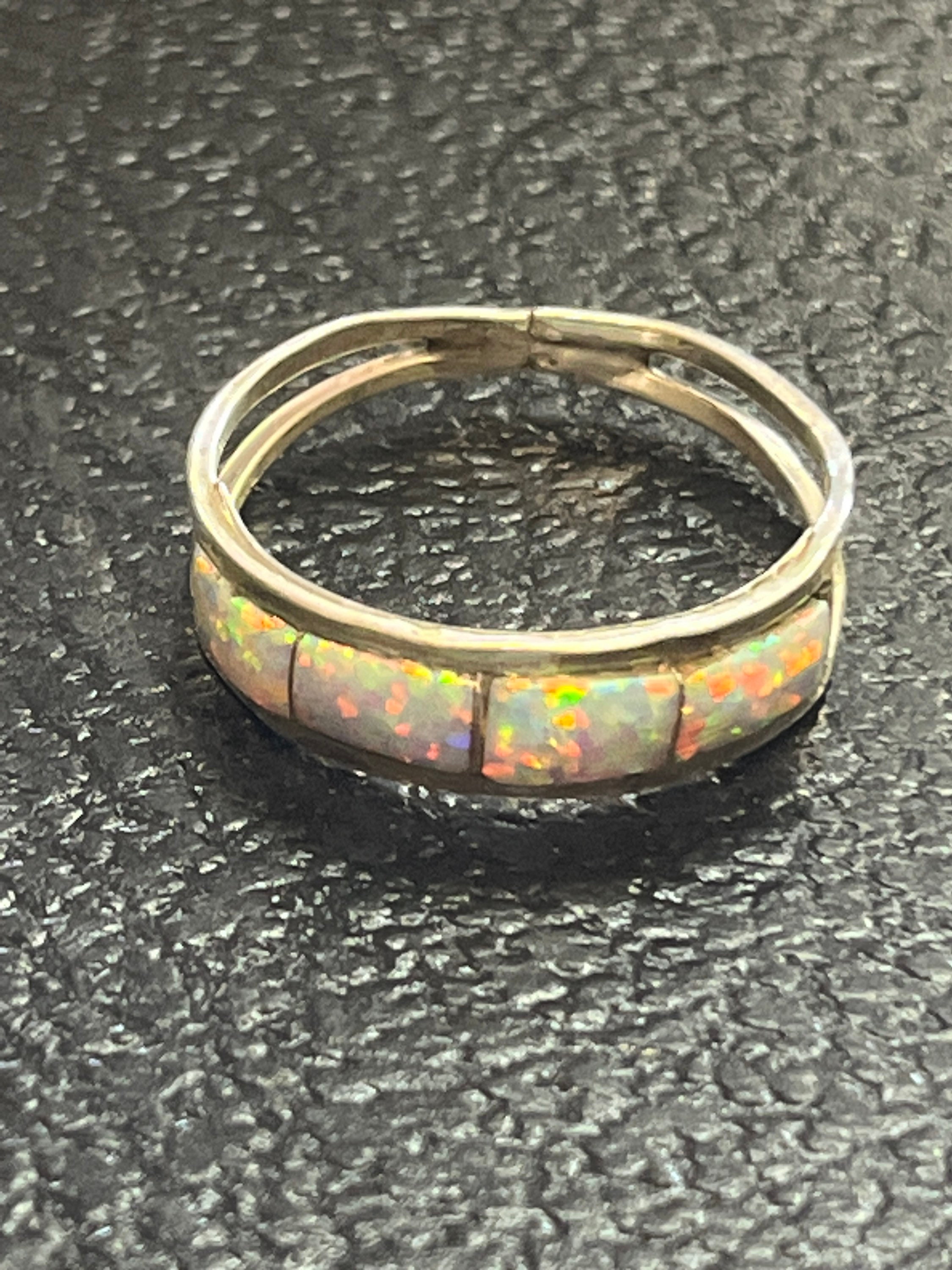 Navajo Handmade Inlay White Opal Sterling Silver Inlay Ring Size 9.5 - Etsy