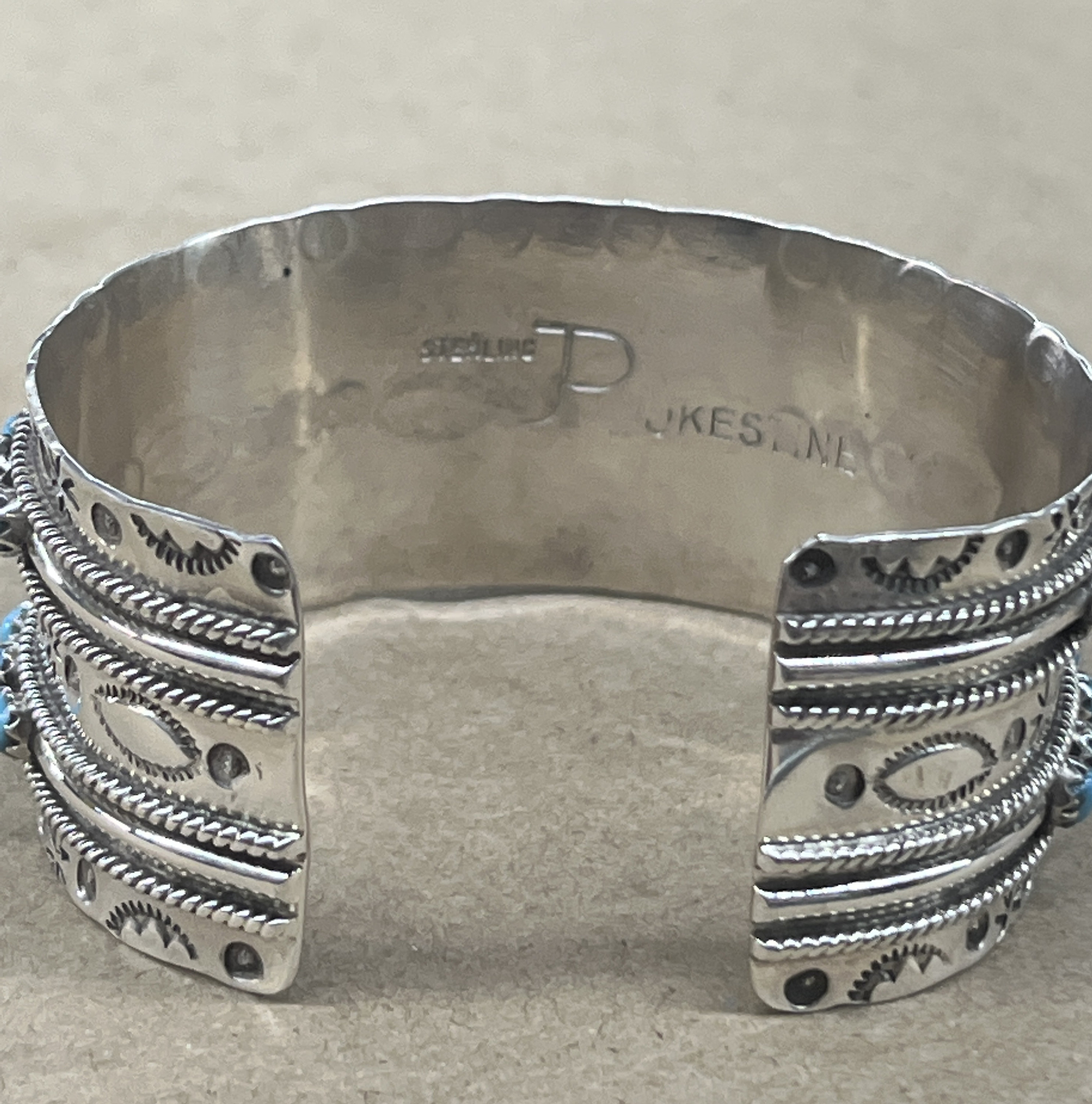 Native American Zuni Handmade Turquoise Cuff Inlay Bracelet