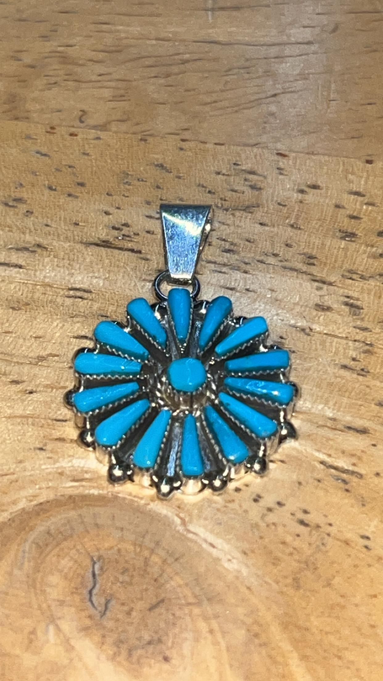 Native American Zuni Jewelry Handmade Sterling Cluster Natural