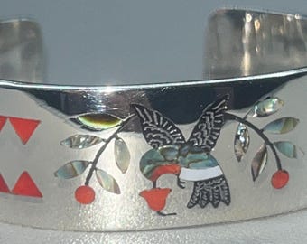 Vintage Regina WALLACE Zuni Turquoise MOP Inlay Sterling  display picture 1