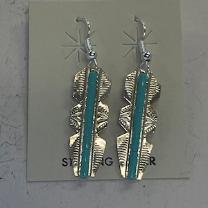 Navajo handgemachte Sterling Silber Perlen Ohrringe Türkis