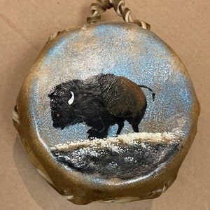 Navajo handmade hand painted buffalo/bison drum
