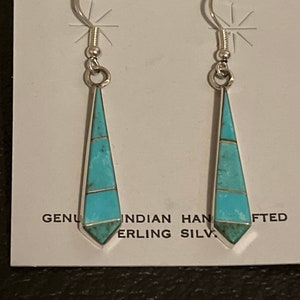 Navajo handmade sterling silver turquoise cluster earrings