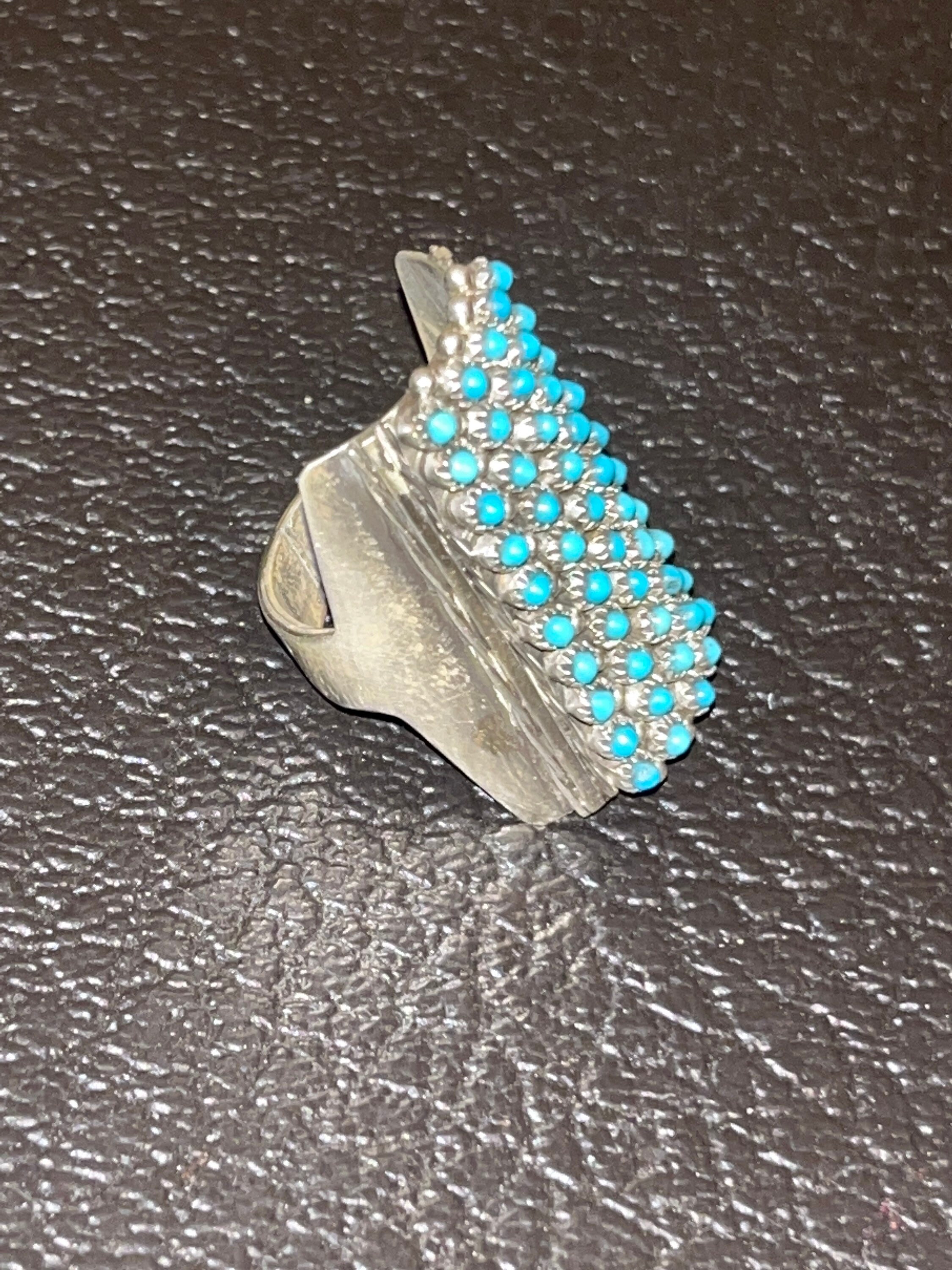 Native American Zuni Handmade Sterling Silver Snake Eye 10 Row