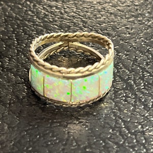 Navajo handmade sterling silver opal ring size 7