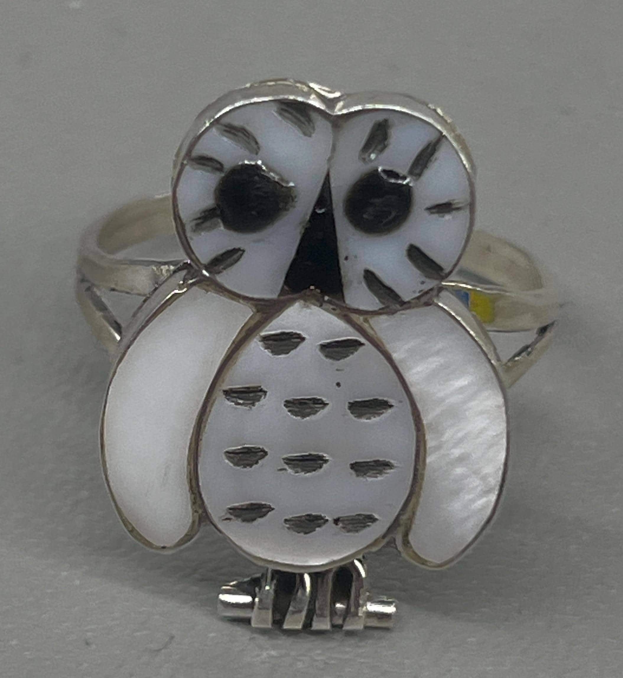 Native ダブルリング #23 純銀 Hand Made Native American Zuni Handmade Sterling Silver Mother of Pearl and