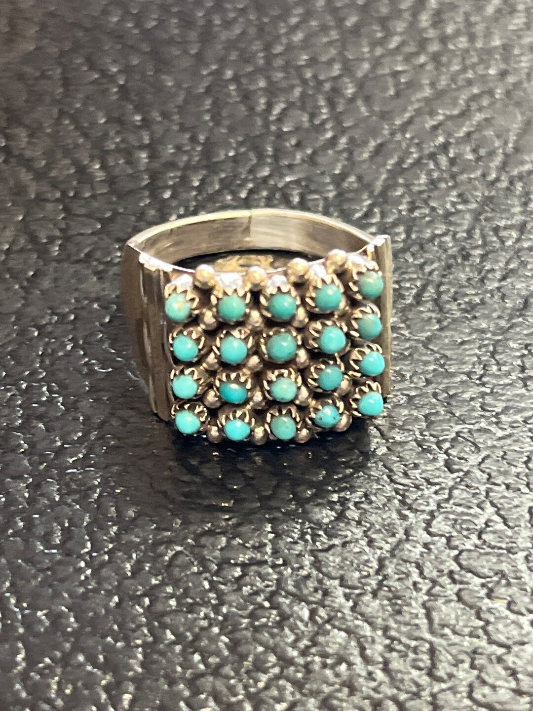 Zuni Handmade Sterling Silver Snake Eye Ring Turquoise Size 9 Etsy