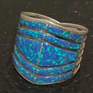 Navajo handmade sterling silver opal ring size 9.5