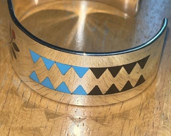 Native American Zuni Jewelry Handmade Inlay Turquoise Coral