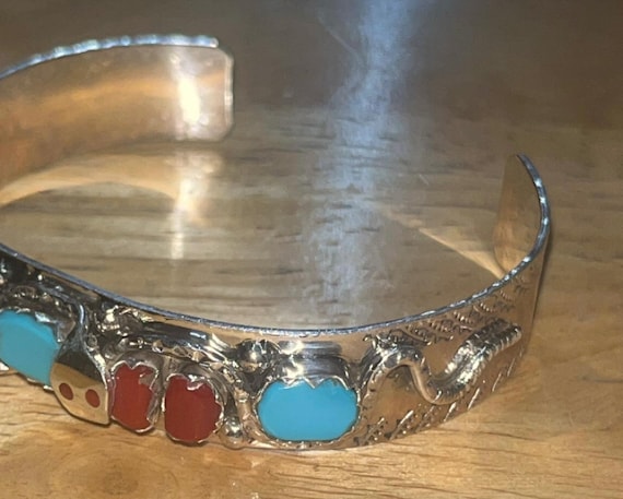 Native American Zuni Jewelry Handmade Sterling Silver Inlay