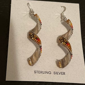 Navajo handgemachte Sterling Silber Perlen Ohrringe Türkis