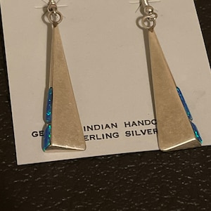 Zuni handmade sterling silver opal earrings
