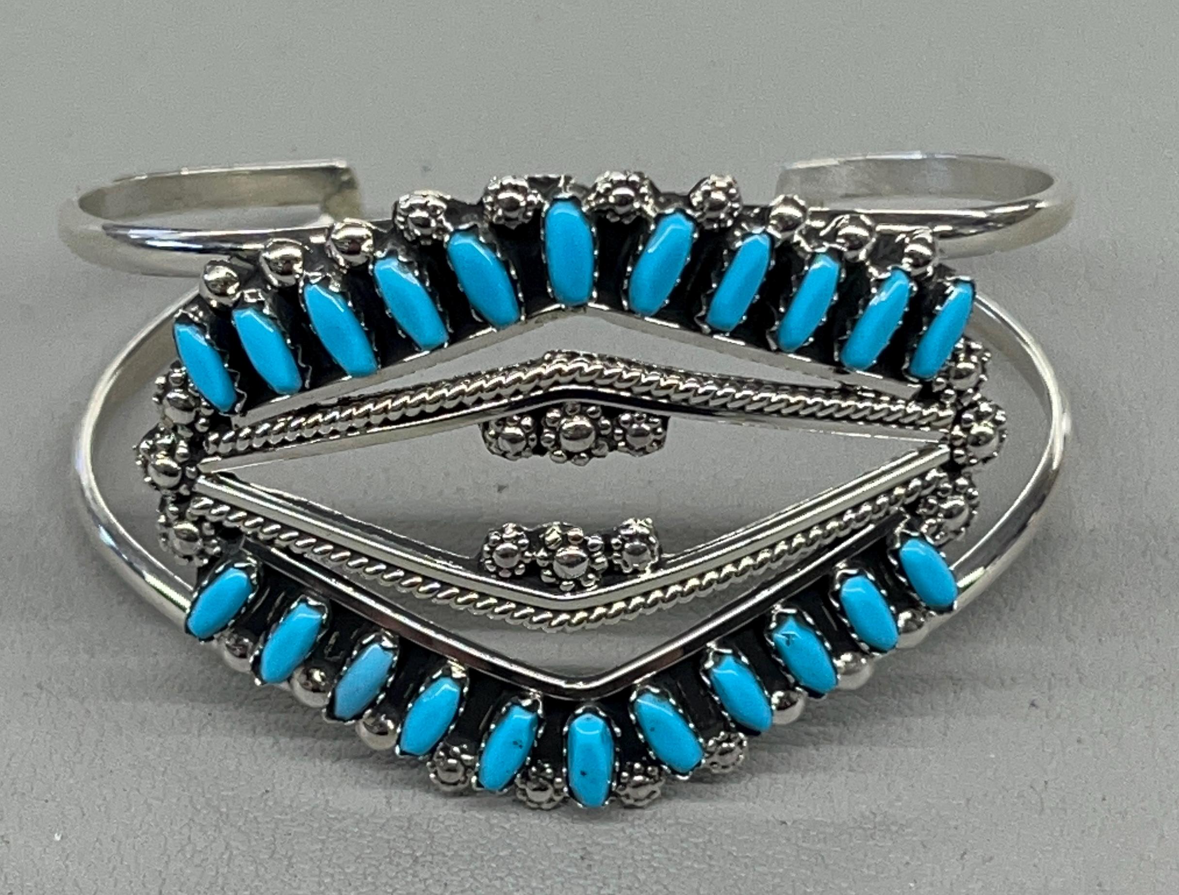 Native American Zuni Jewelry Handmade Sterling Silver Turquoise