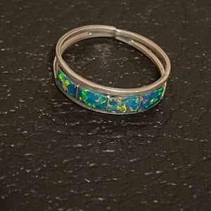 Navajo handmade inlay opal sterling silver inlay ring size 11