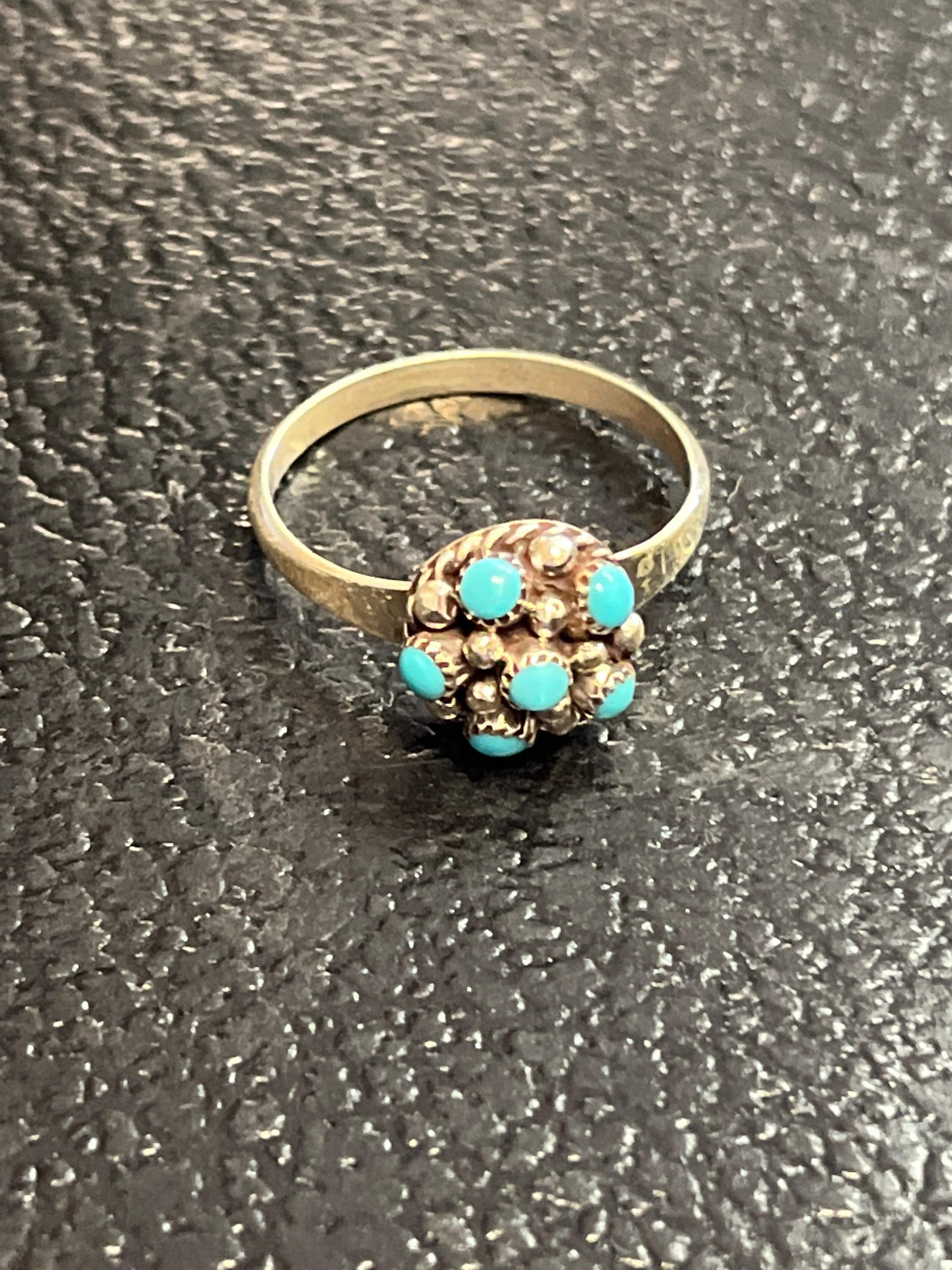 Navajo Handmade Cluster Turquoise Sterling Silver Inlay Ring Size 8 - Etsy