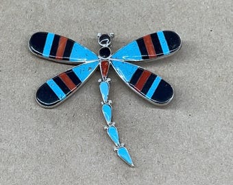 ネイティブアメリカンズニ族の手作りスターリングシルバーターコイズ 