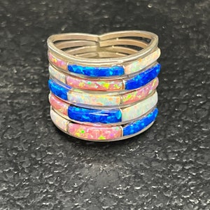 Navajo handmade sterling silver opal ring size 7.5