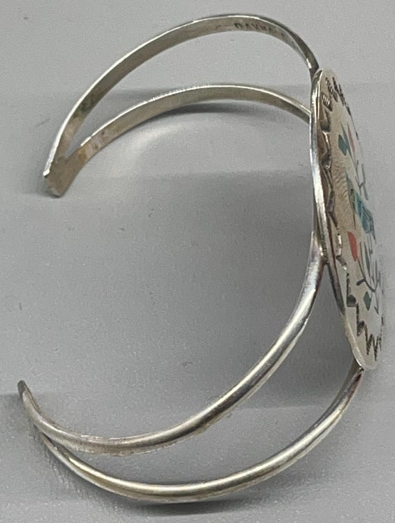 Native American Zuni Handmade Turquoise Inlay Sterling Silver Blue