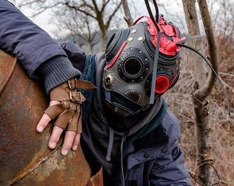 The Master and Hist Mask Steampunk Industrial Leather Helmet and Mask, Cosplay Mask, Cyberpunk Mask