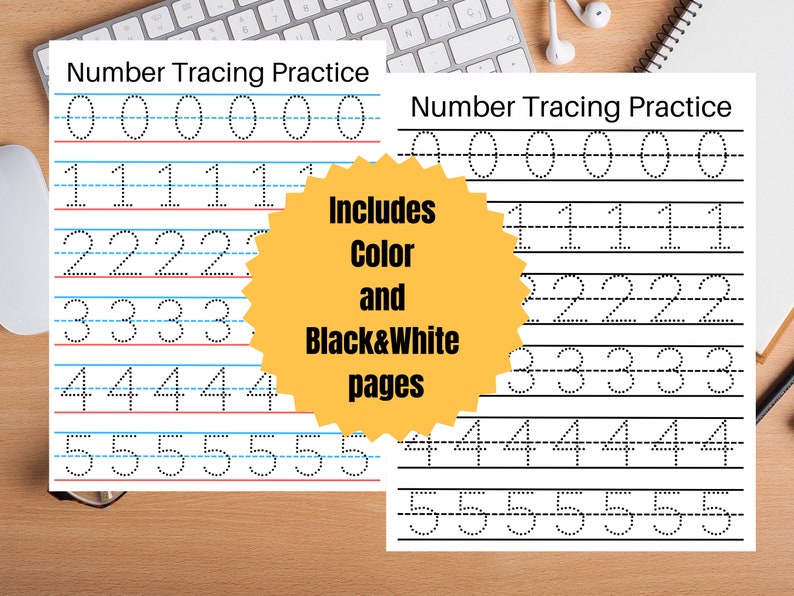 Number Tracing Worksheet Bundle Number Tracing Printable Number