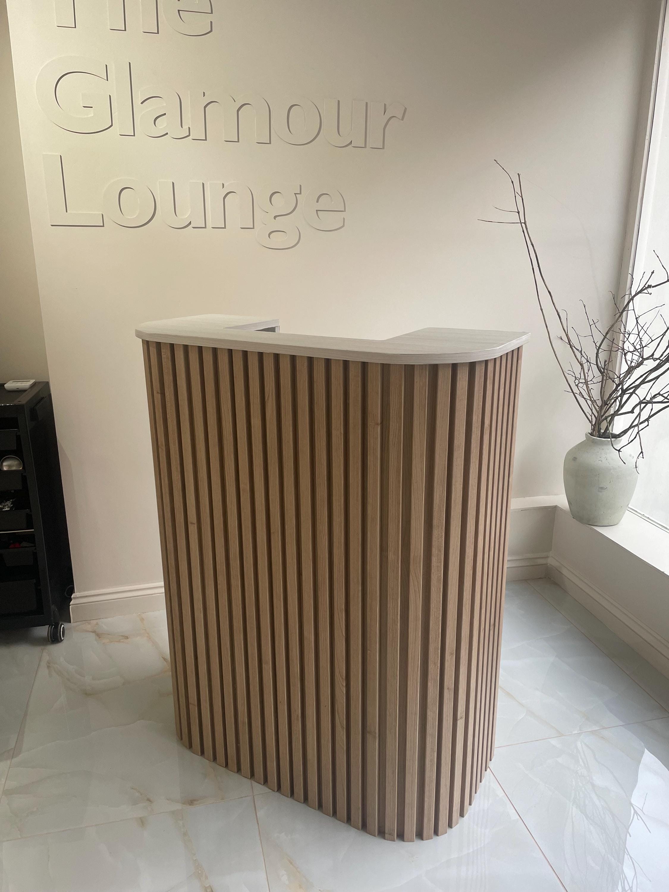 Luxury Hair Salon Reception Desk - Hand Made in UK Exhibition Stand Beauty Receptionist Desk Counter - U & L Shape Reception Desk available