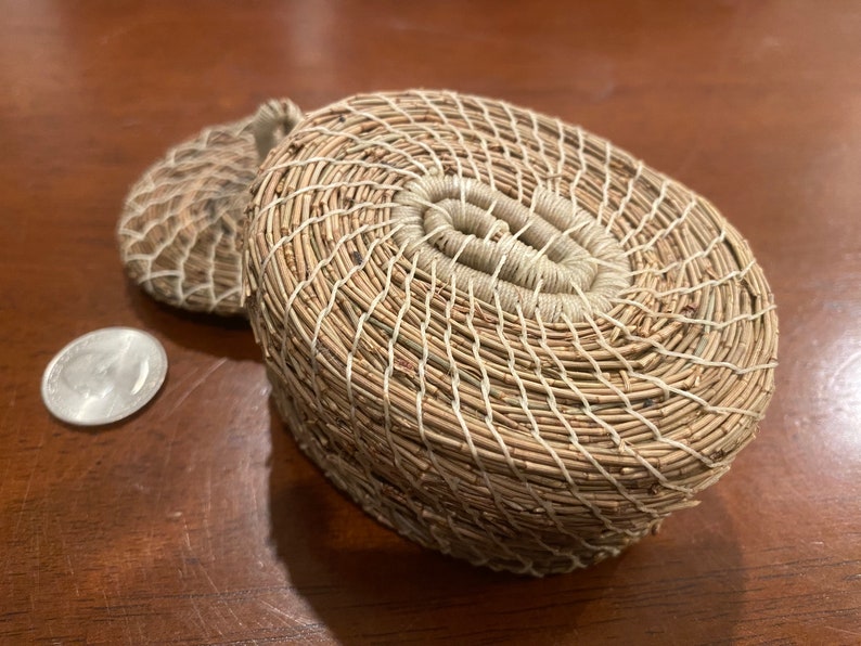 Handmade Pine Needle Basket With Lid Etsy