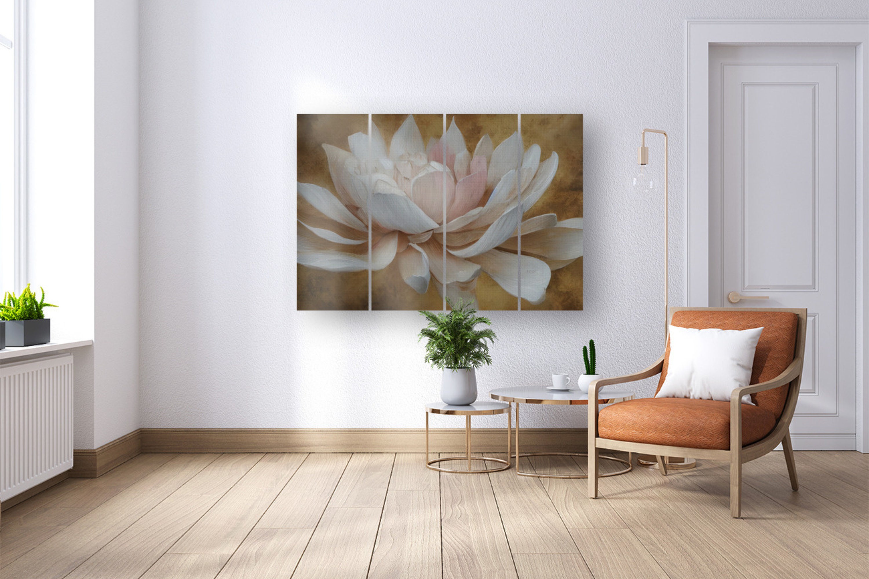 Lotus Flower Wall Art CANVAS PRINT Watercolor Painting Effect in Soft ...
