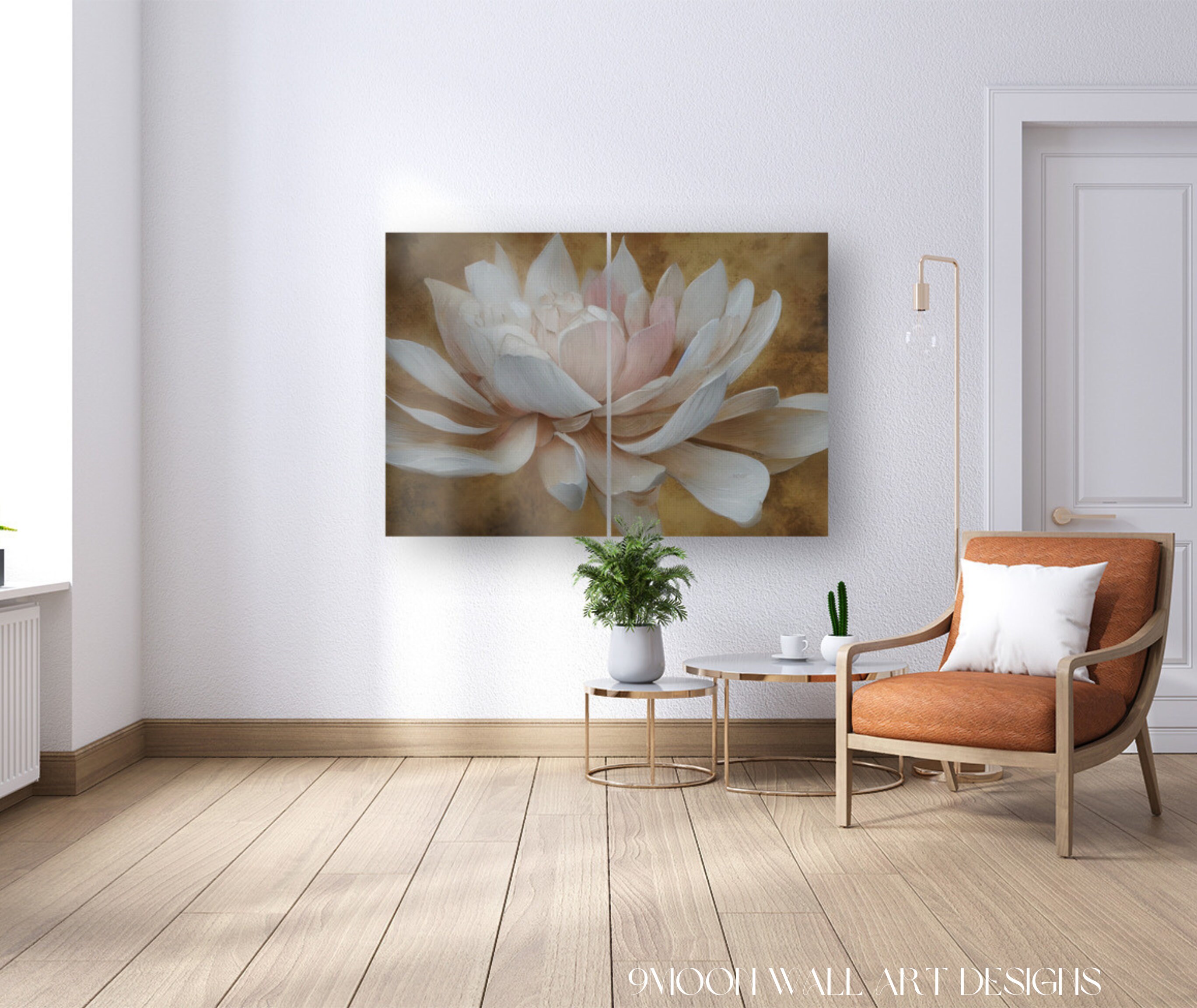 Lotus Flower Wall Art CANVAS PRINT Watercolor Painting Effect in Soft ...