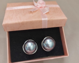 Pendientes de clip con perlas grises, circonitas auténticas, pendientes de novia sin perforación, clip cómodo de primera calidad, joyería para bodas y fiestas.