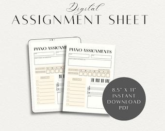 Piano Assignment Sheet