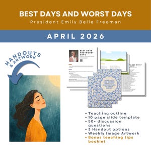 Peut inclure: Graphique promotionnel avec le texte "BEST DAYS AND WORST DAYS" et "AVRIL 2026". Il comprend une illustration à l'aquarelle d'une femme en haut orange, une documentation et une liste de fonctionnalités, dont un plan de cours et un modèle de diapositives.