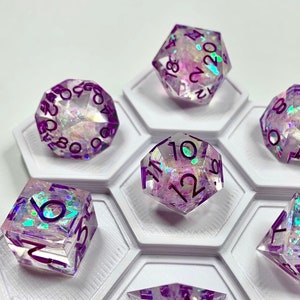 Refraction, 7-piece DND Dice Set, Handmade Dice Set, Sharp-Edged Dice Set, One-of-a-Kind DND Dice Set