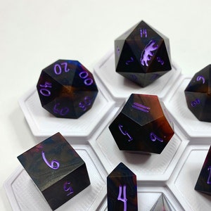 Void, 8-piece DND Dice Set, Handmade Dice Set, Sharp-Edged Dice Set, Dirty Pour Dice, One-of-a-Kind DND Dice Set
