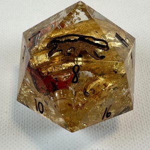 Midas Cure, D20 Chonk, 33mm D20, Großer D20, Handgemachter Würfel, Scharfkantiger Würfel, Flüssigkern Würfel, Unikat DND Würfel