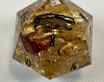 Midas Cure, D20 Chonk, 33mm D20, Large D20, Handmade Dice, Sharp-Edged Dice, Liquid-Core Dice, One-of-a-Kind DND Dice