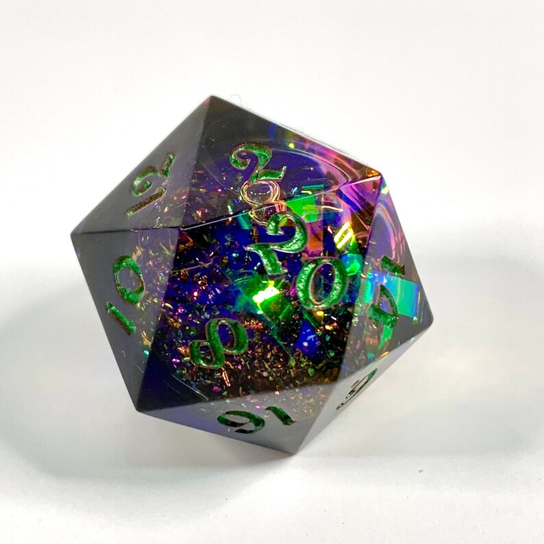 Ambition and Depth, 9piece DND Dice Set, Handmade Dice Set, Sharp