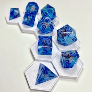 Coral Reef, 9-piece DND Dice Set, Handmade Dice Set, Sharp-Edged Dice Set, Petri-style Resin Dice, One-of-a-Kind DND Dice Set