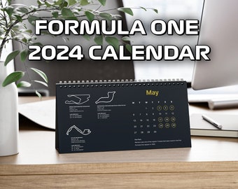 Calendrier F1 2024 Calendrier de bureau de course de Formule 1 | Cadeau de Noël pour les fans de F1, calendrier du Grand Prix 2024