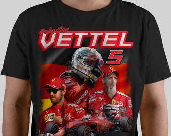 Sebastian Vettel Ferrari Formula One Racing Vintage 90s Bootleg Unisex T-Shirt, Racing Grand Prix F1 Tee