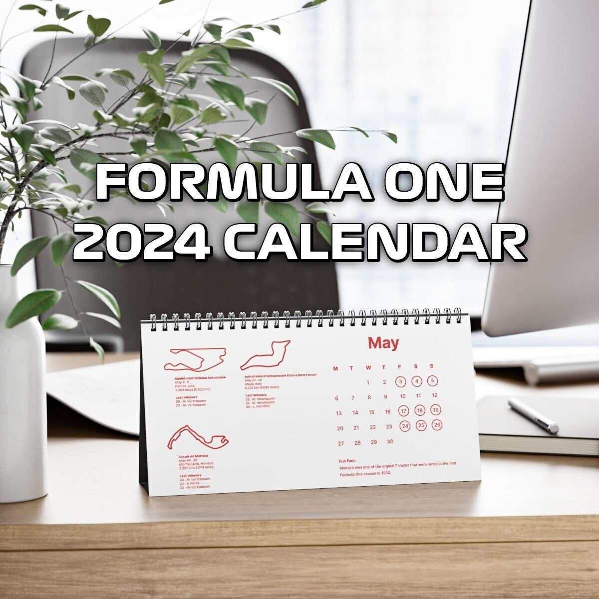 F1 Calendar 2024 Formula One Racing Schedule Desk Calendar F1 Fan Gift