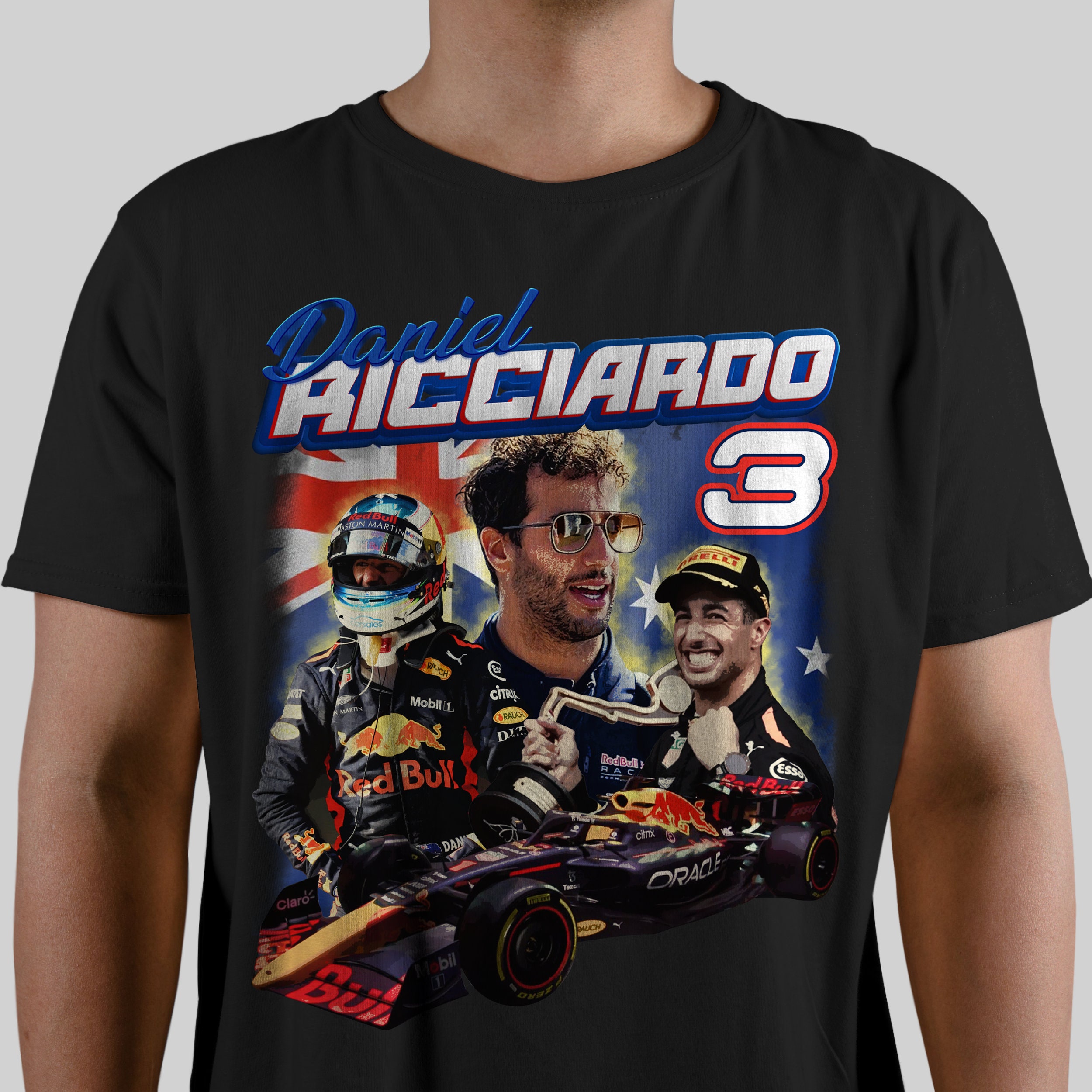 SportsManiaTees Daniel Ricciardo Red Bull Formula One Racing Vintage 90s Bootleg Unisex T-Shirt, Racing Grand Prix F1 Tee