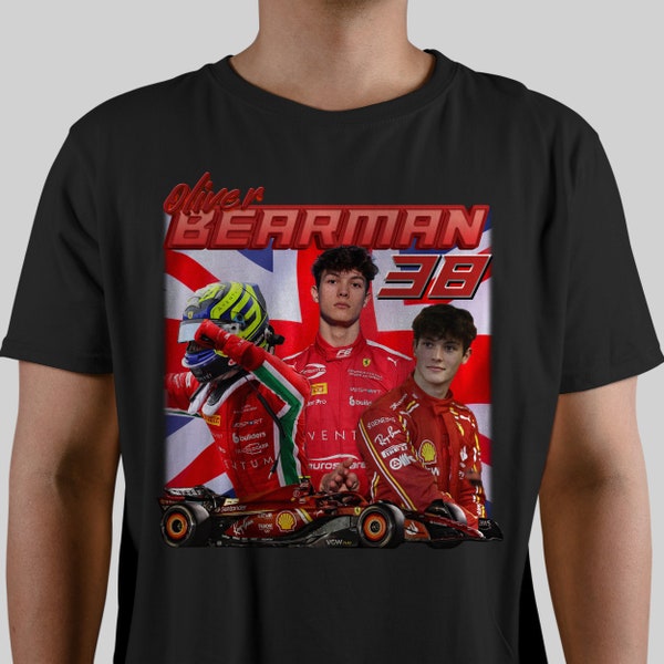 Oliver Bearman Ferrari 2024 Formula One Racing Vintage 90s Bootleg Unisex T-Shirt, Racing Grand Prix F1 Tee