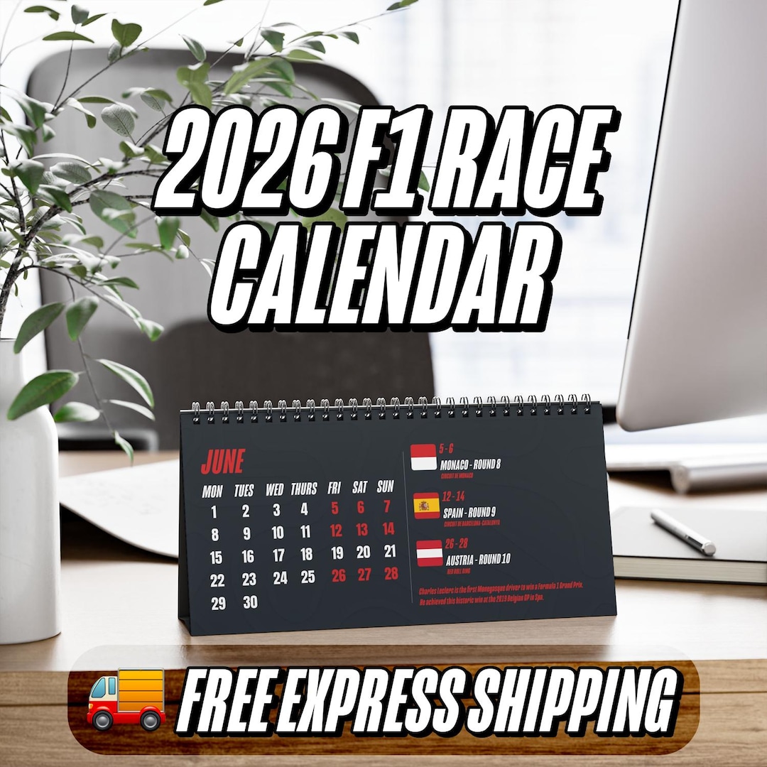 F1 Calendar 2026 Formula One Racing Desk Calendar | F1 Fan Gift Christmas, 2026 Grand Prix Schedule Birthday Gift for Motor Racing Fan